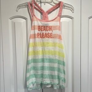 Ocean Drive Girls Striped Beach Tank Top- Size M